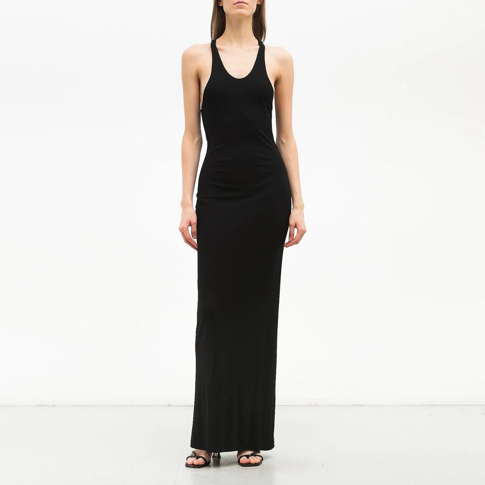 T by Alexander Wang Black Maxi Tank Dress Sheer Cutout Size Small